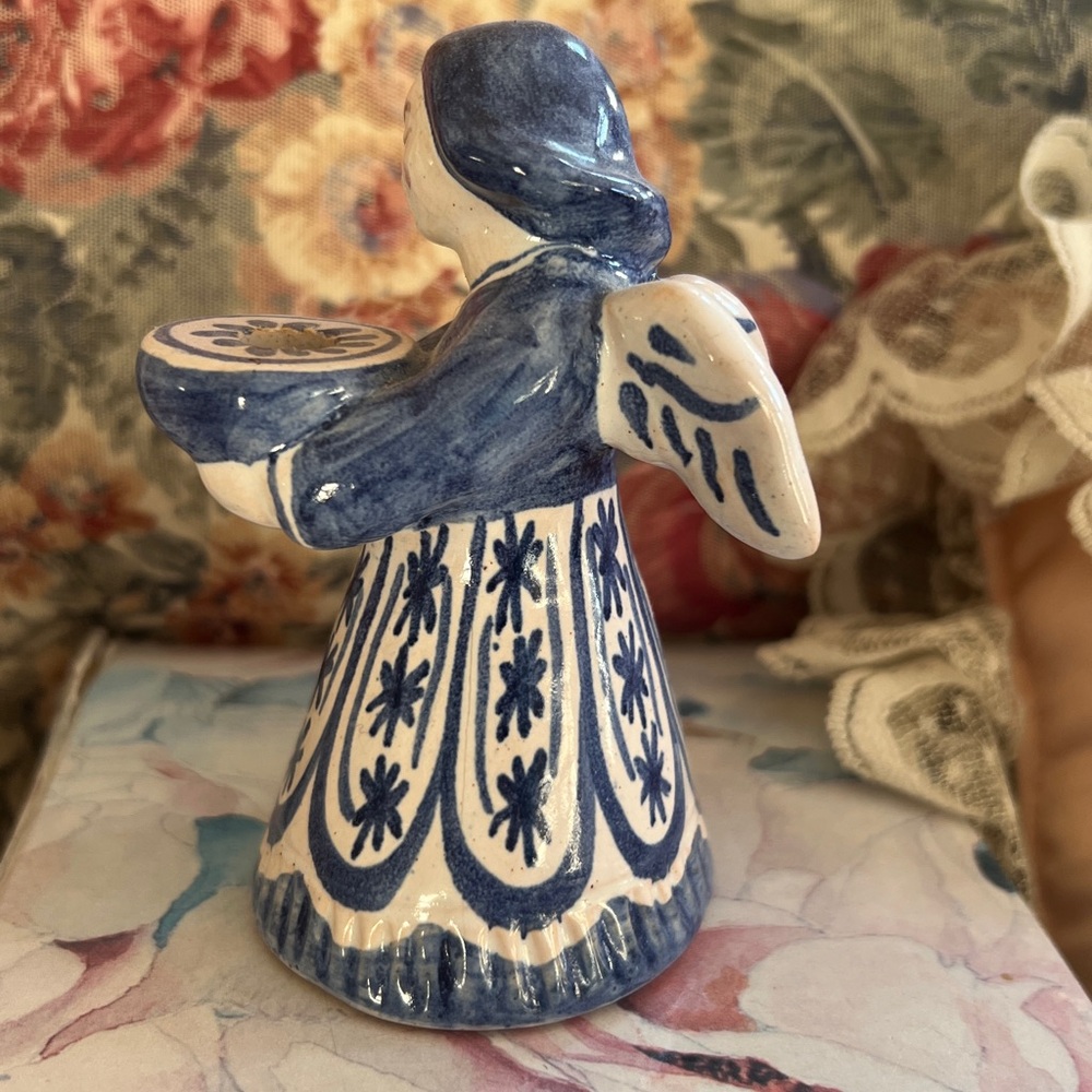 Vintage L. Hjorth Ceramic Angel Candlestick Figurine from Bornholm Denmark #421 - Picture 3 of 5